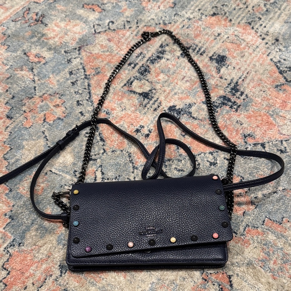 Coach Black Crossbody Bag with Multicolor Studs